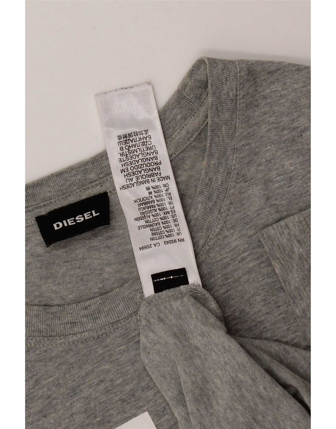 T-shirt grafica da uomo Diesel Top grande in cotone grigio