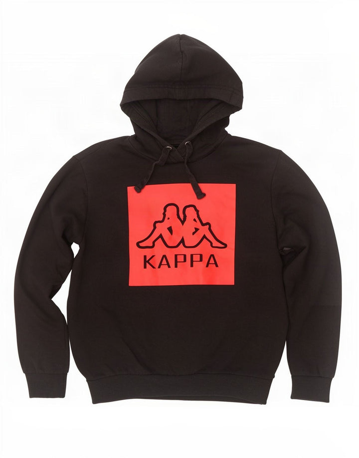 Maglione con cappuccio grafico da uomo Kappa in cotone nero medio