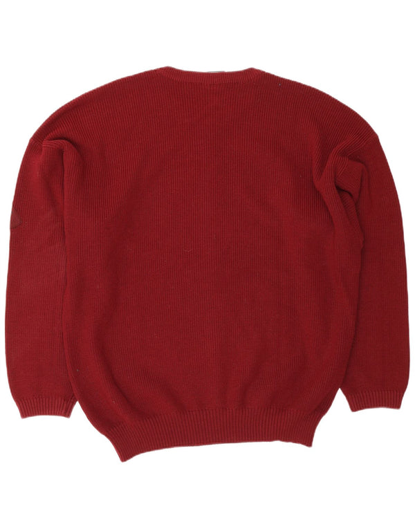Maglione maglione girocollo da uomo North Pole XL in lana bordeaux