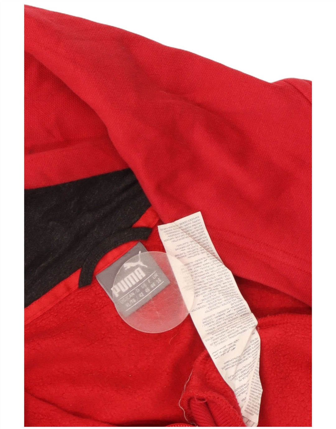 PUMA Felpa con cappuccio e zip da donna UK 16 Large Rosso Cotone