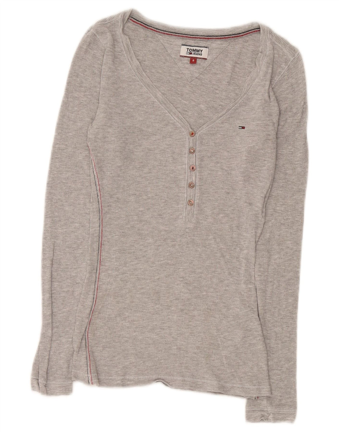 Tommy Hilfiger Donna Top Manica Lunga UK 8 Small Viscosa Grigia