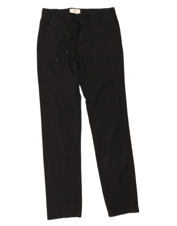Pantaloni casual dritti da uomo Marks & Spencer piccoli W30 L32 cotone nero