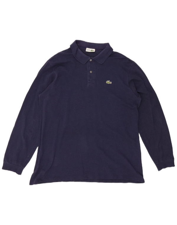 Polo LACOSTE da uomo a maniche lunghe taglia 6 XL in cotone blu navy