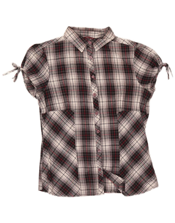 Camicetta da donna a maniche corte Carrera UK 14 Cotone a quadri grigio medio