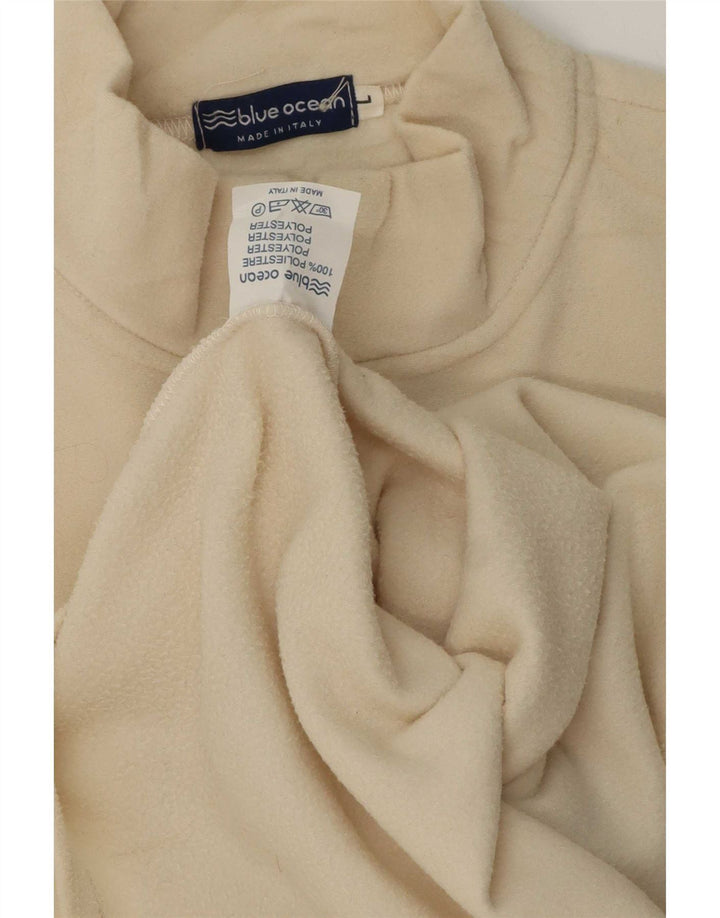 Felpa vintage da uomo in velluto con zip e collo, maglione, grande, in poliestere beige