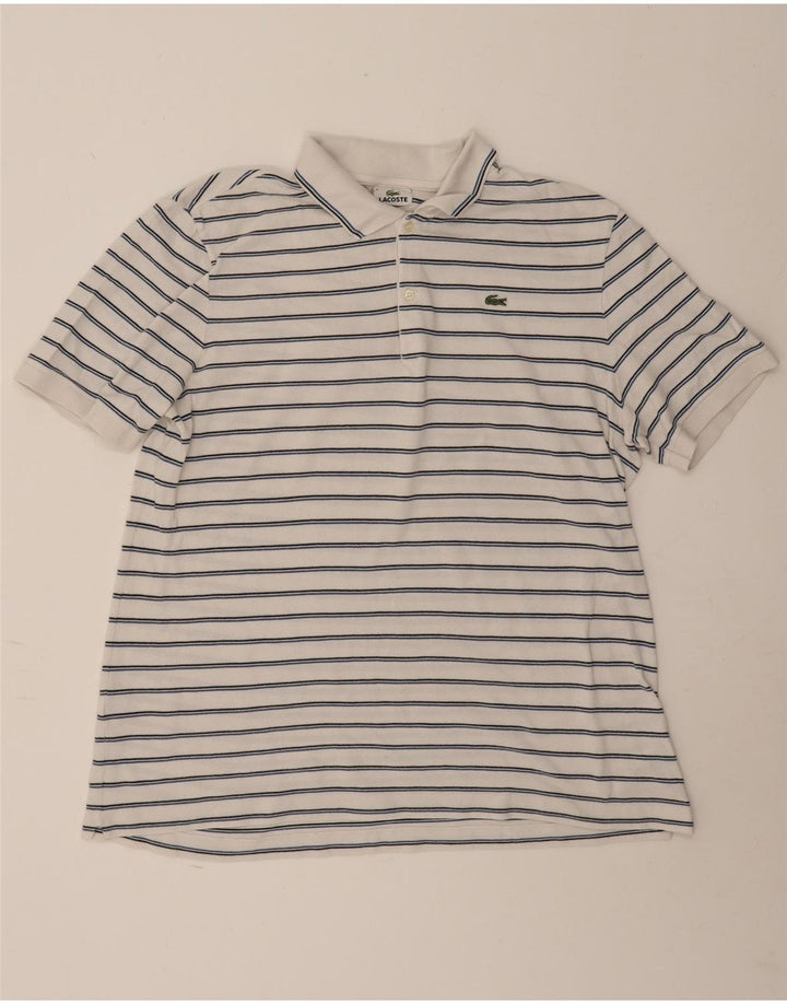 Polo da uomo LACOSTE taglia 6 XL in cotone a righe bianche