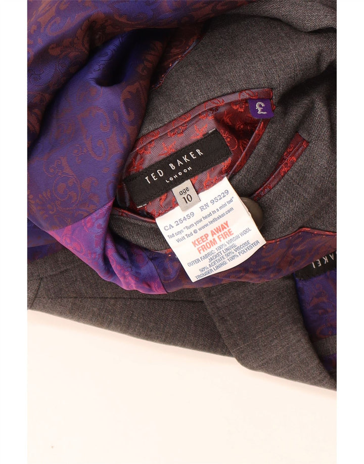 Giacca blazer a 2 bottoni da ragazzo Ted Baker 9-10 anni in lana vergine grigia