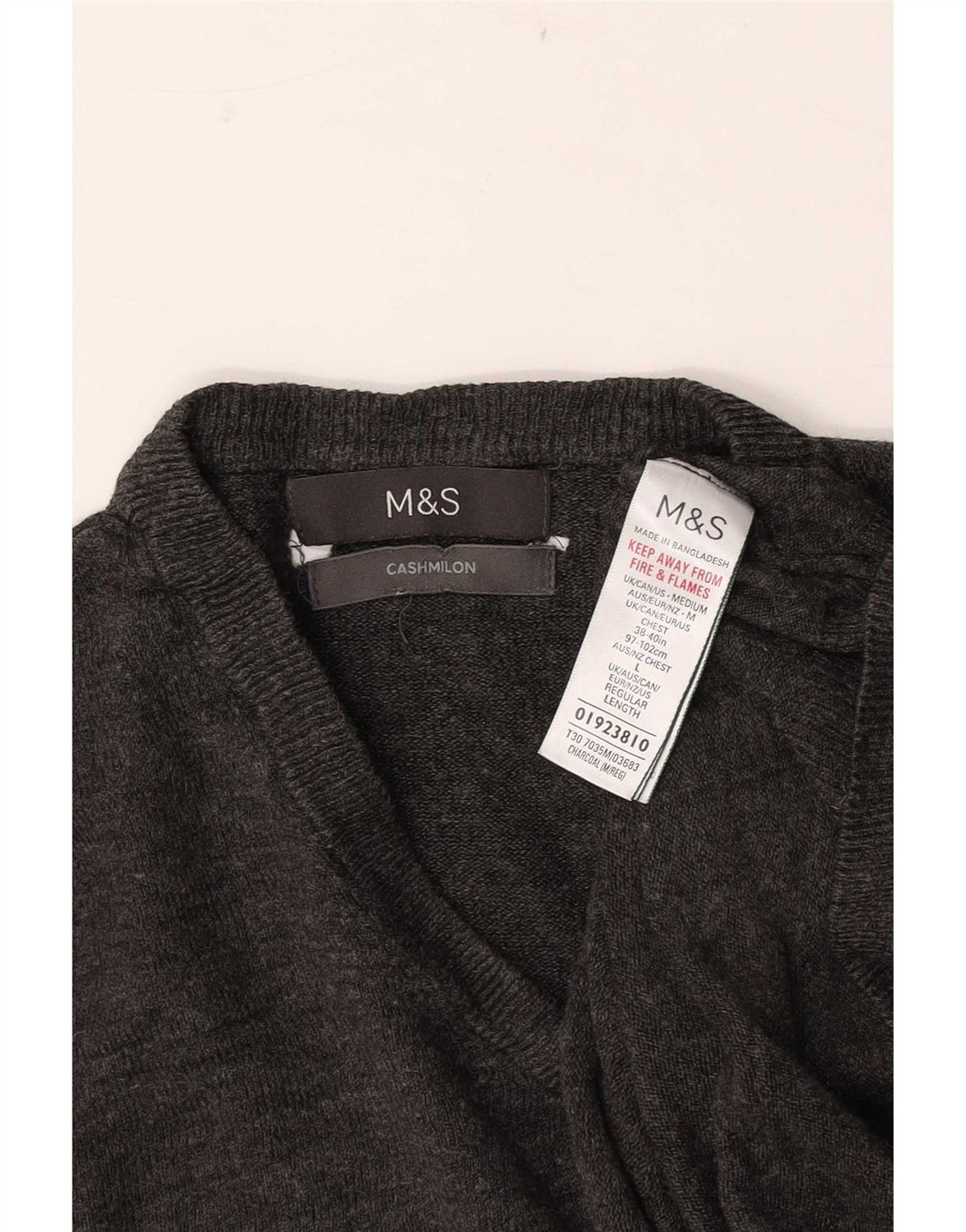 Maglione da uomo con scollo a V Marks & Spencer grande acrilico grigio