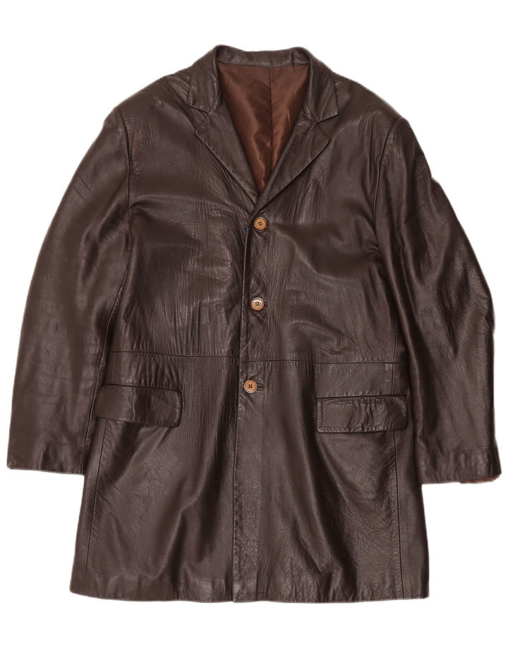 Cappotto in pelle da uomo Jack Daniels IT 52 XL in pelle marrone