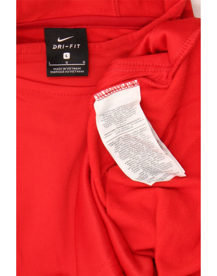 Maglia Nike da uomo a maniche lunghe con cappuccio, grande, rossa, in poliestere