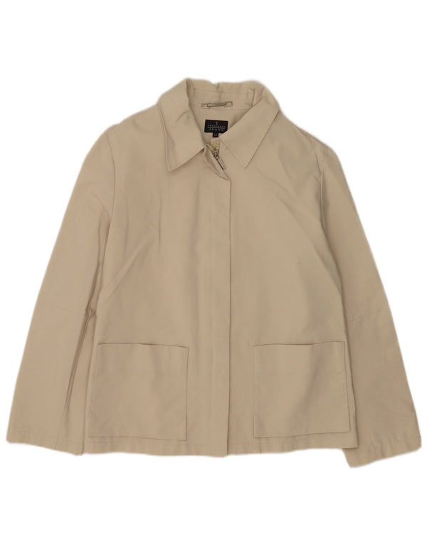 Trussardi Jeans Womens Bomber Jacket IT 44 Medium Beige Cotton