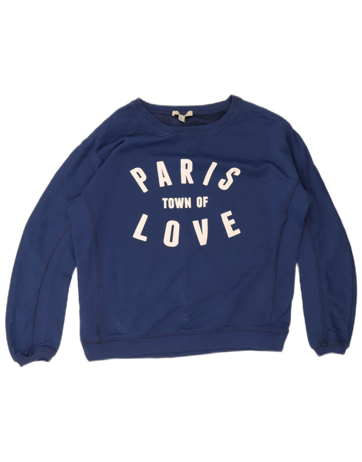 Felpa oversize grafica da donna Zara Paris UK 10 piccola blu
