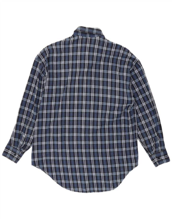 Enara Camice Camicia da uomo in flanella di cotone a quadri piccoli blu