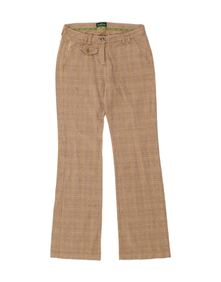 CHERVO Womens Bootcut Chino Trousers EU 36 Small W27 L32 Beige Check Vintage Chervo and Second-Hand Chervo from Messina Hembry 