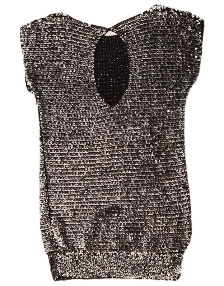 Abito aderente con paillettes da donna Mangano UK 14 Lana argento medio