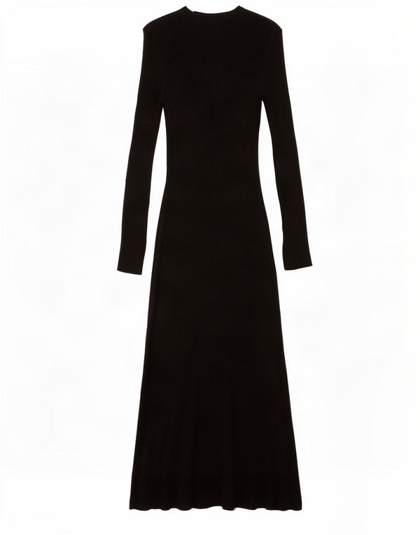 Zara Womens Maxi Long Sleeve Jumper Dress UK 8 Small Black Viscose