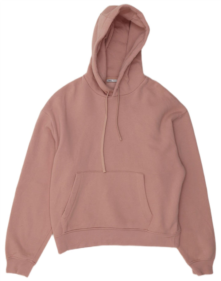 ZARA Mens Hoodie Jumper Medium Pink Cotton