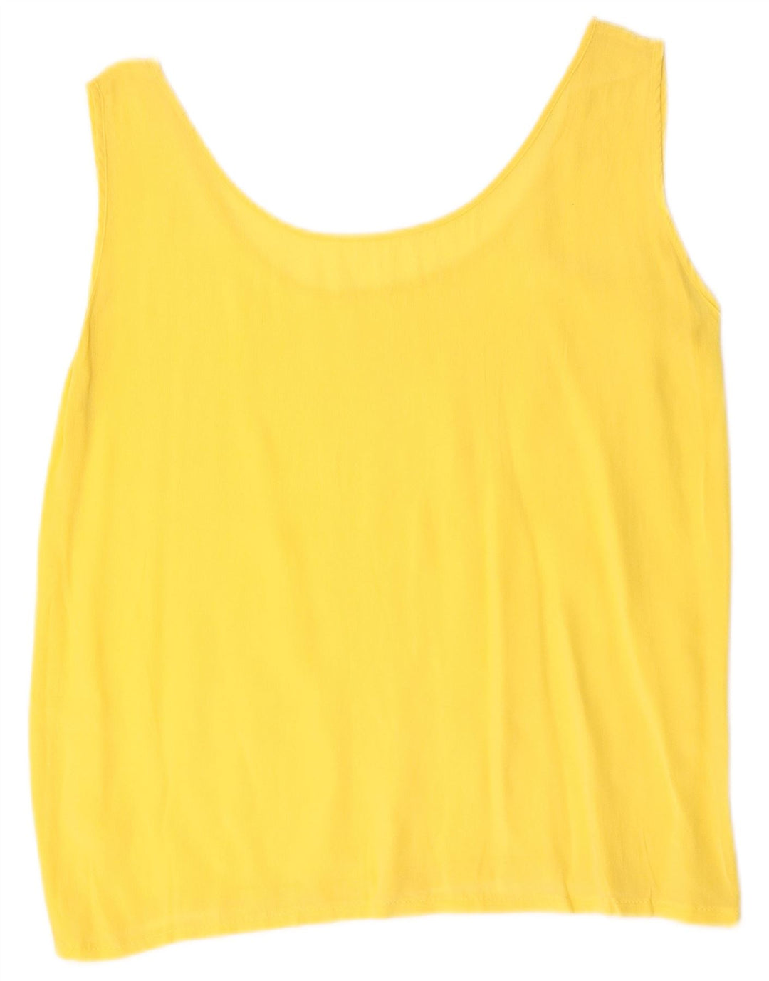 Top camicetta senza maniche vintage da donna UK 12 giallo medio