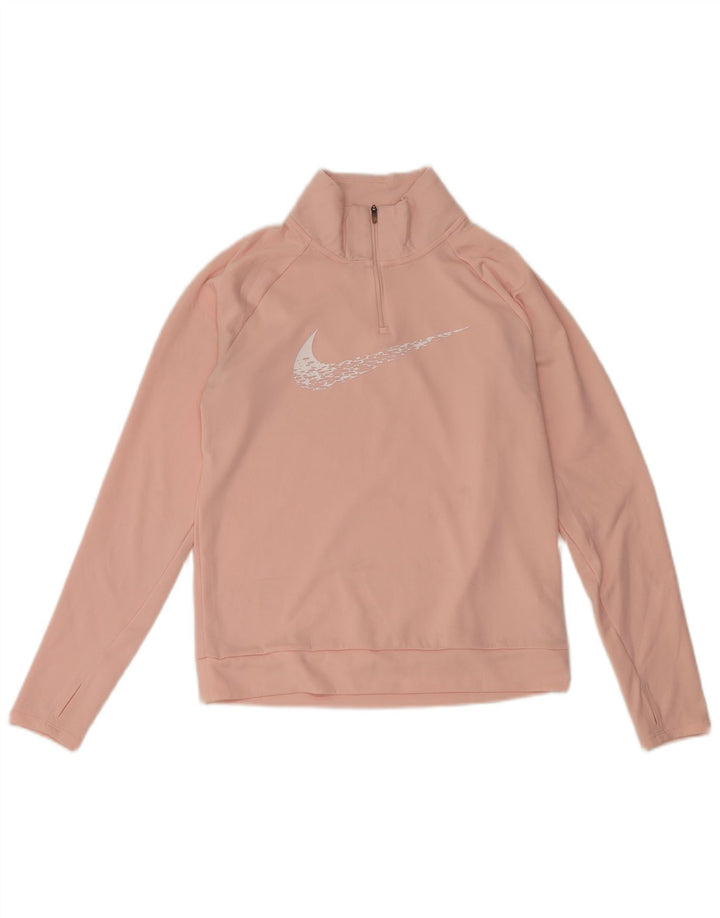 Top da tuta pullover con zip grafica oversize da donna Nike UK 6 XS Rosa