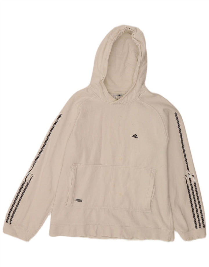Felpa con cappuccio da uomo Adidas, cotone bianco medio