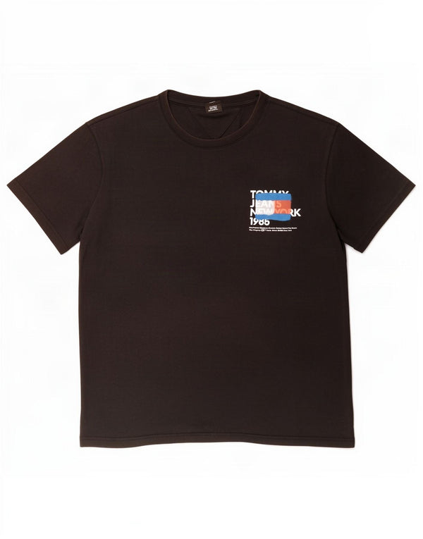 T-shirt grafica da uomo Tommy Hilfiger Top grande in cotone nero
