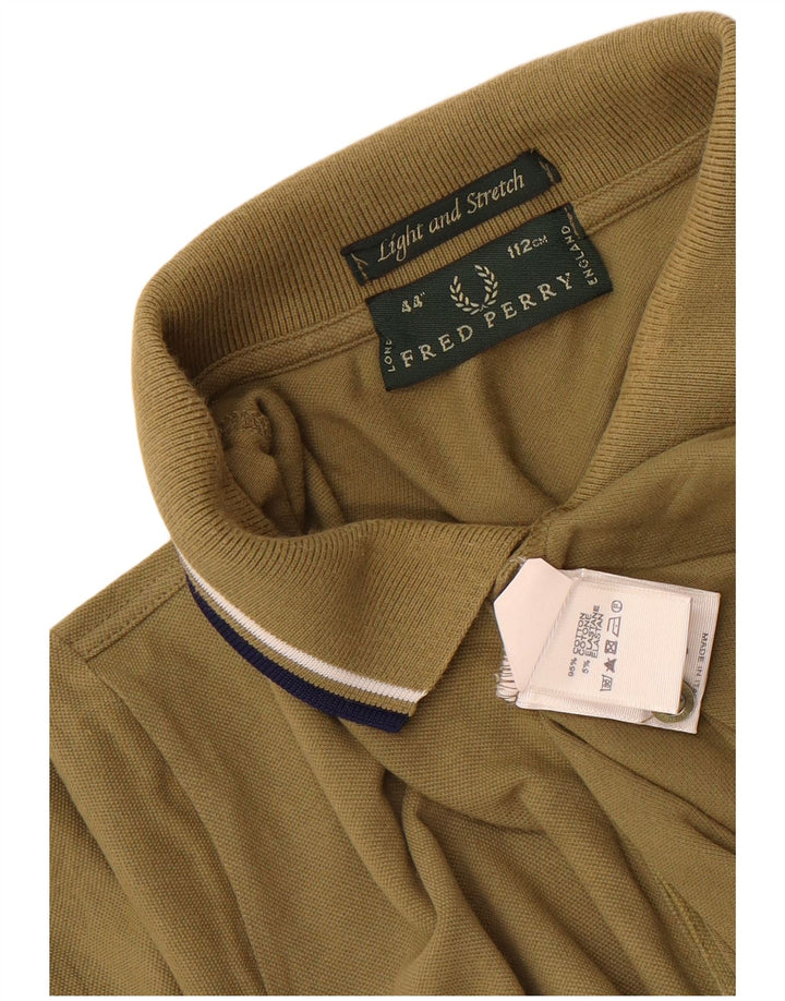 Polo Fred Perry da uomo leggera ed elasticizzata in cotone kaki medio