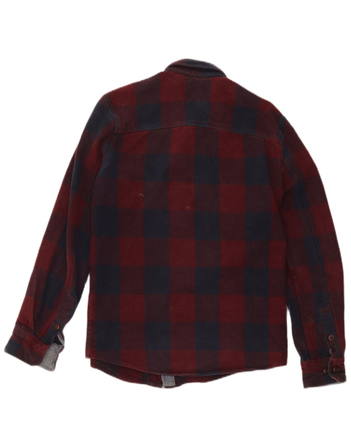 Fat Face Camicia da uomo in flanella dal taglio classico, piccolo cotone a quadri rossi