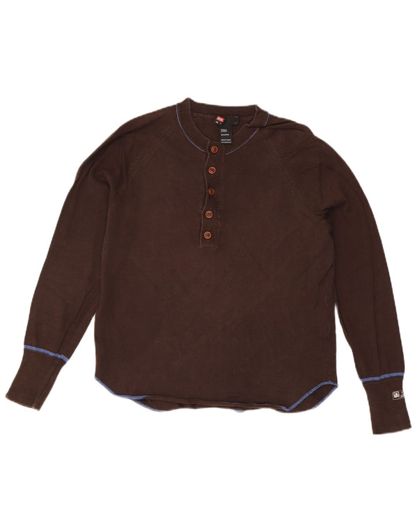 DIESEL Maglione da donna con collo a bottoni UK 14 Cotone marrone medio