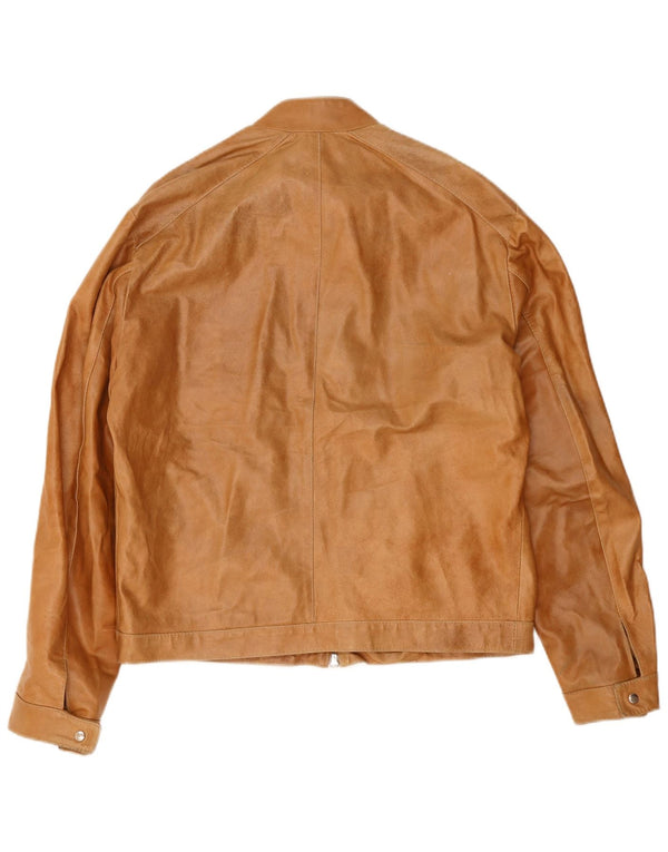 Giacca in pelle vintage da uomo IT 54 2XL Pelle marrone