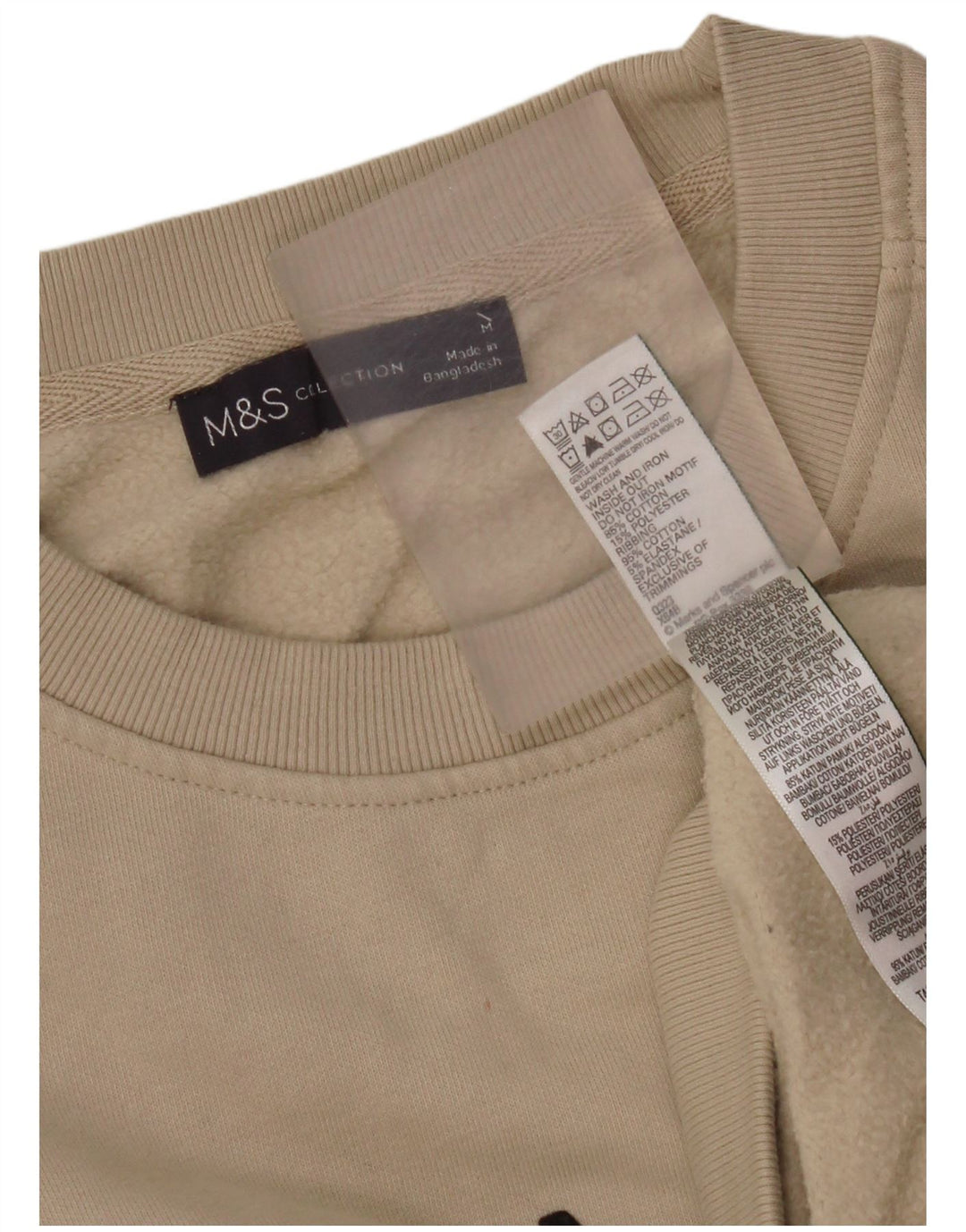 Felpa grafica da uomo Marks & Spencer in cotone beige medio