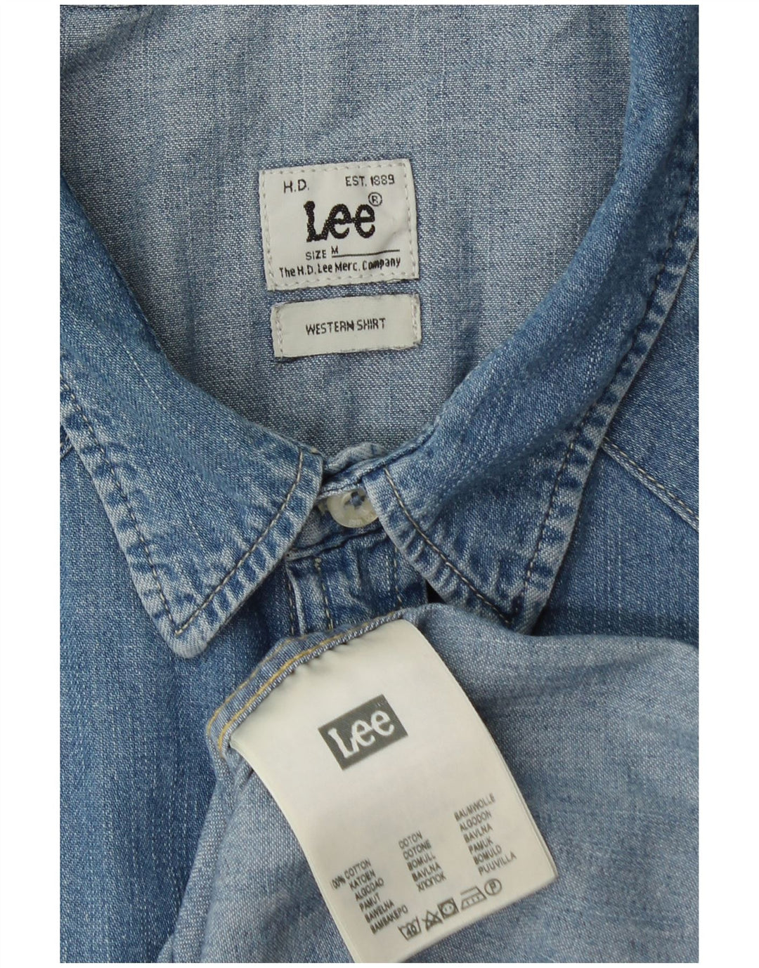 Camicia di jeans da uomo LEE in cotone blu medio