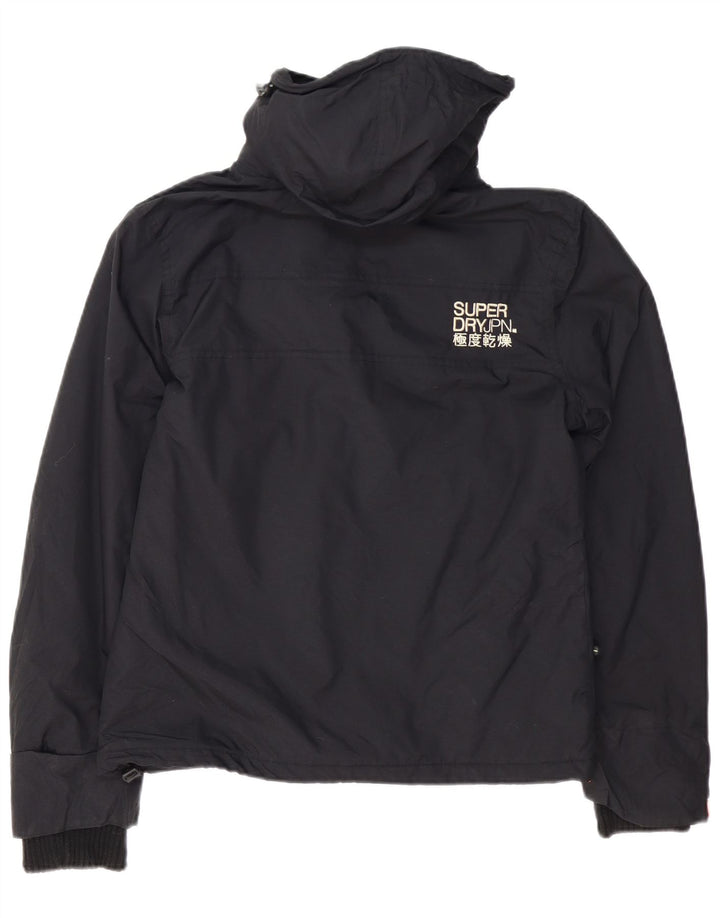 Giacca a vento con cappuccio grafica da donna Superdry UK 16 grande nylon nero