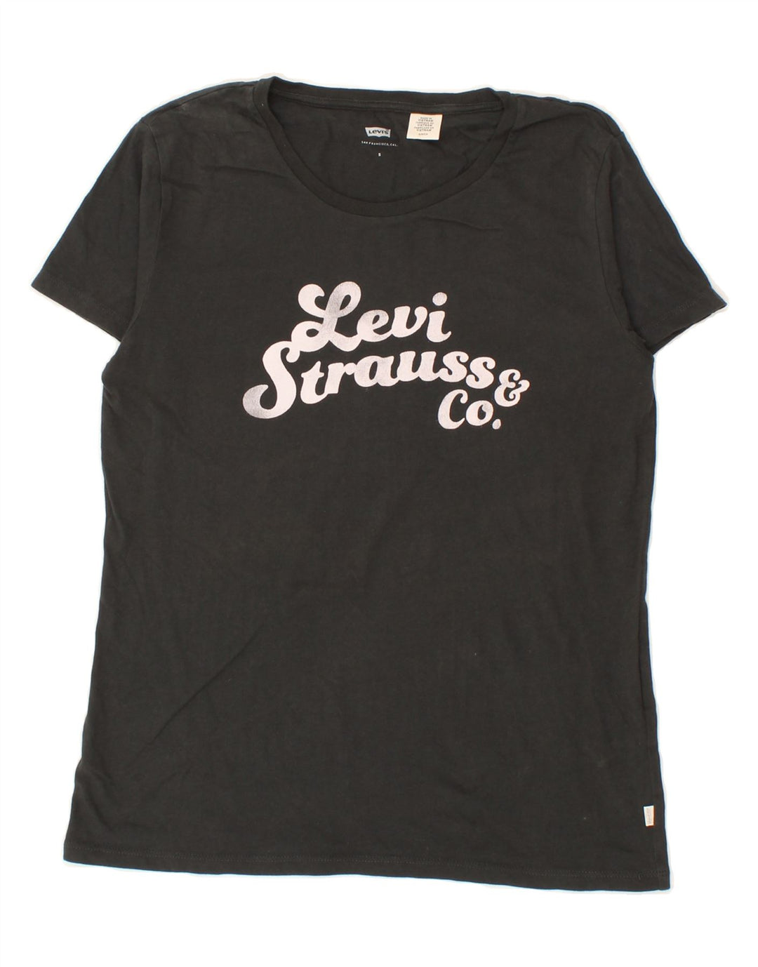LEVI'S Womens Graphic T-Shirt Top UK 10 Small Grey Cotton Vintage Levi's and Second-Hand Levi's from Messina Hembry 