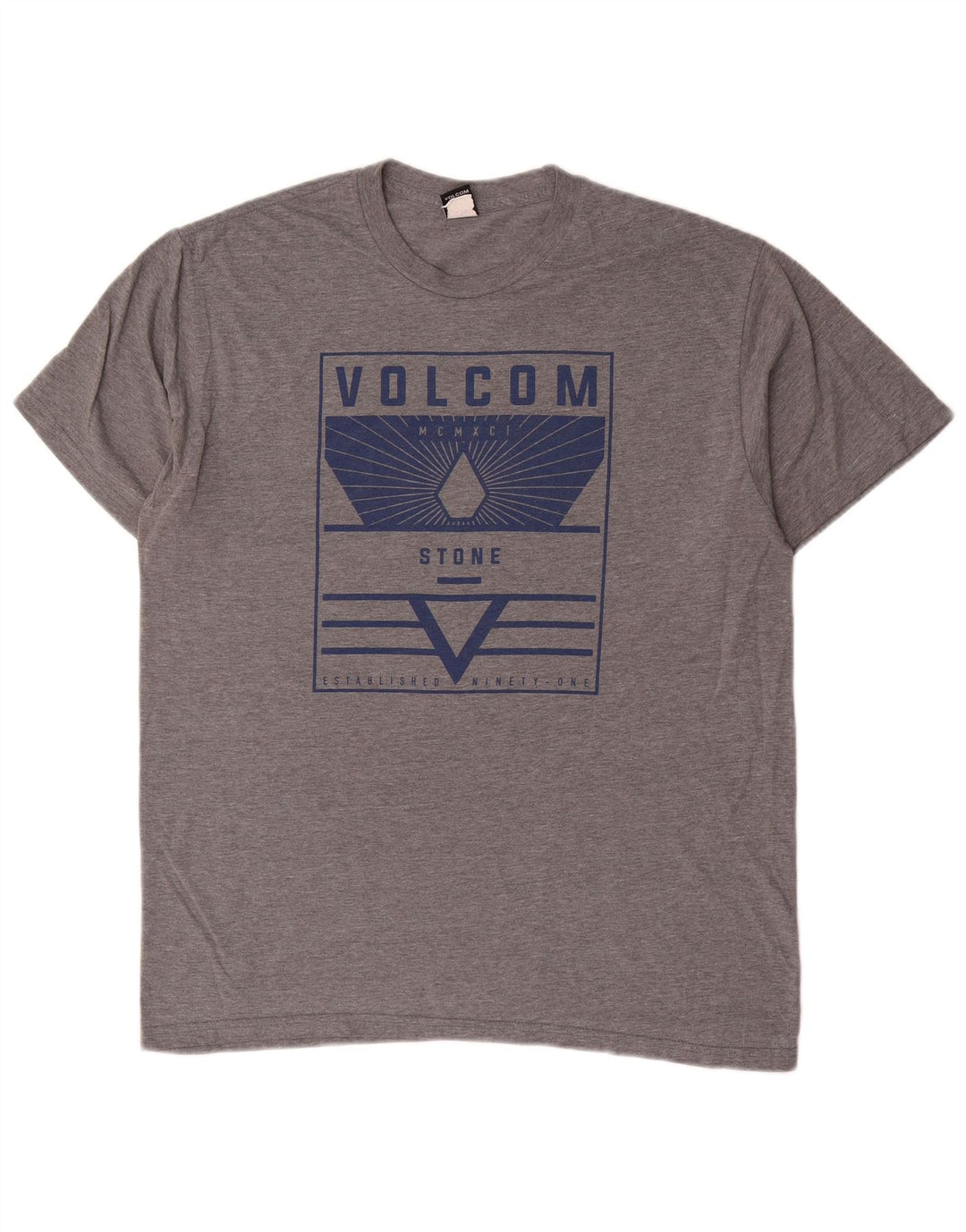 T-shirt grafica da uomo Volcom Top grande in cotone grigio