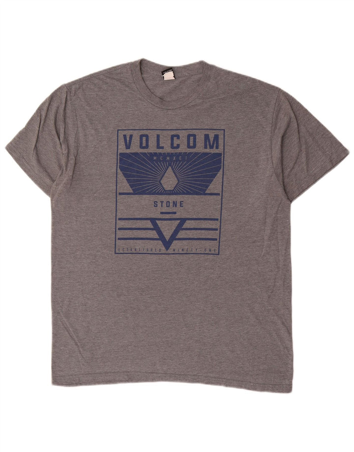 T-shirt grafica da uomo Volcom Top grande in cotone grigio
