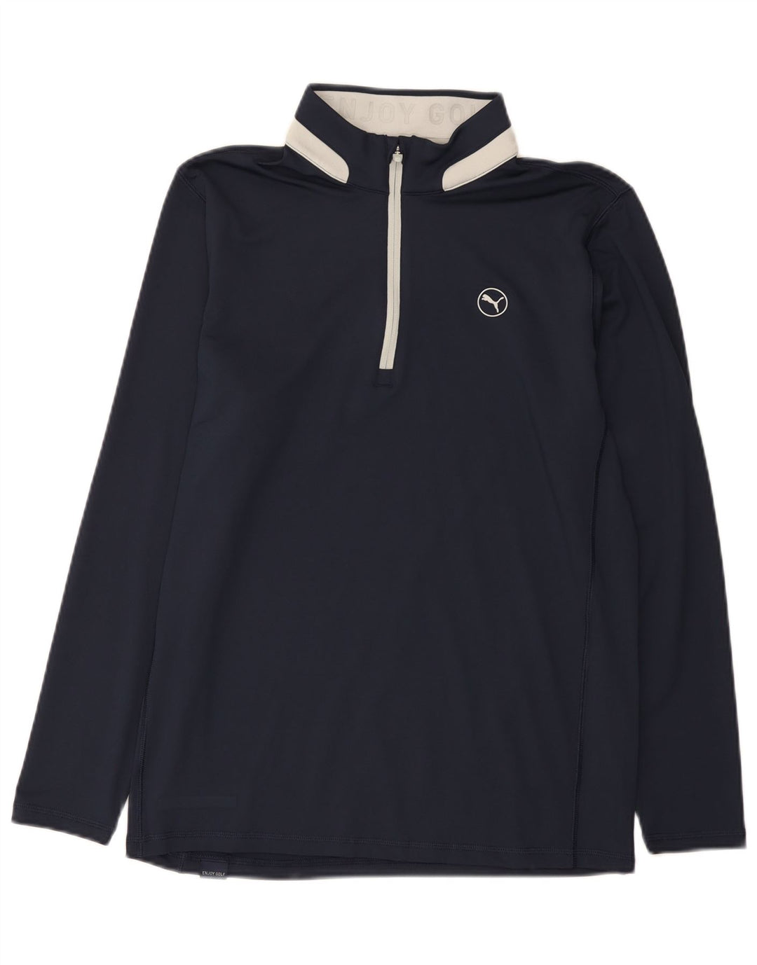 Puma Maglia da uomo con zip e collo a maniche lunghe in poliestere color block medio blu navy