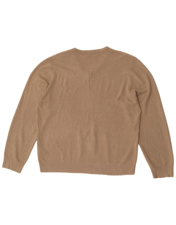 Maglione da uomo Marks & Spencer con scollo a V blu Harbour XL in acrilico beige