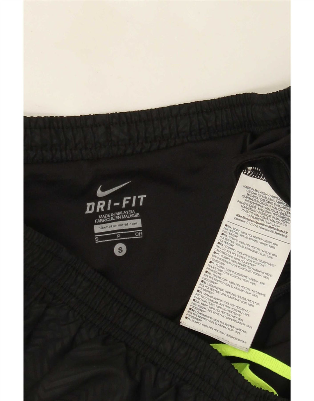 Pantaloncini sportivi Nike Dri Fit da donna UK 10 Small Black Chevron Poliestere