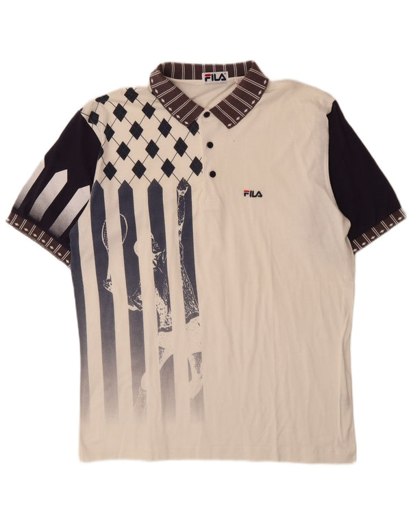 Polo grafica da uomo FILA IT 52 Large in cotone color block bianco