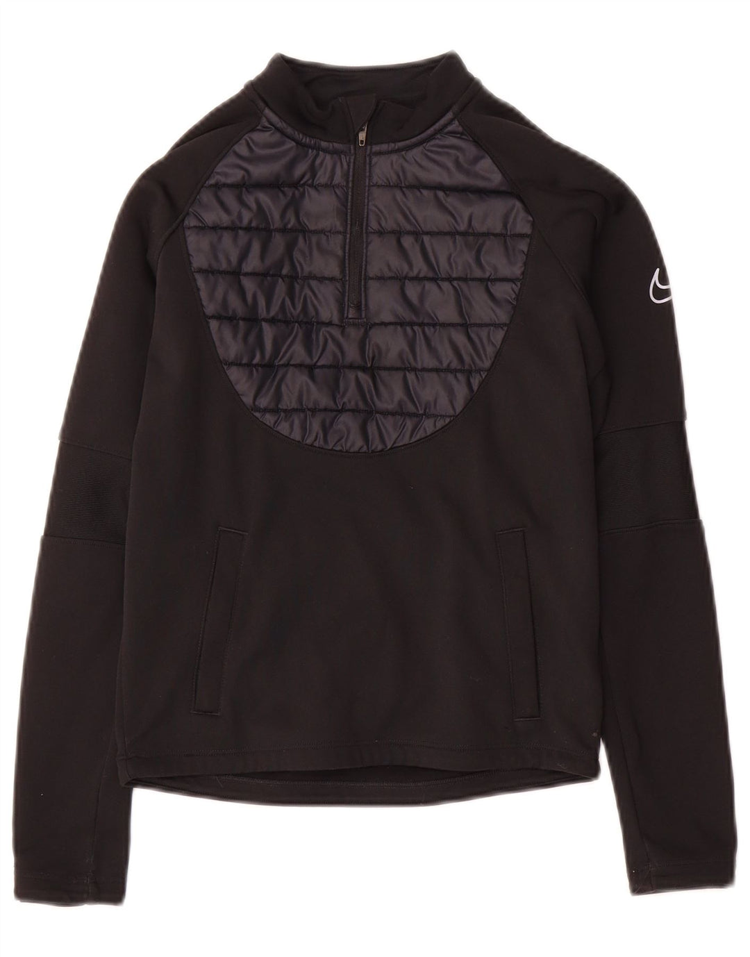 Top della tuta da ginnastica Nike Therma-Fit con collo e zip per ragazzi 8-9 anni, piccola, nera