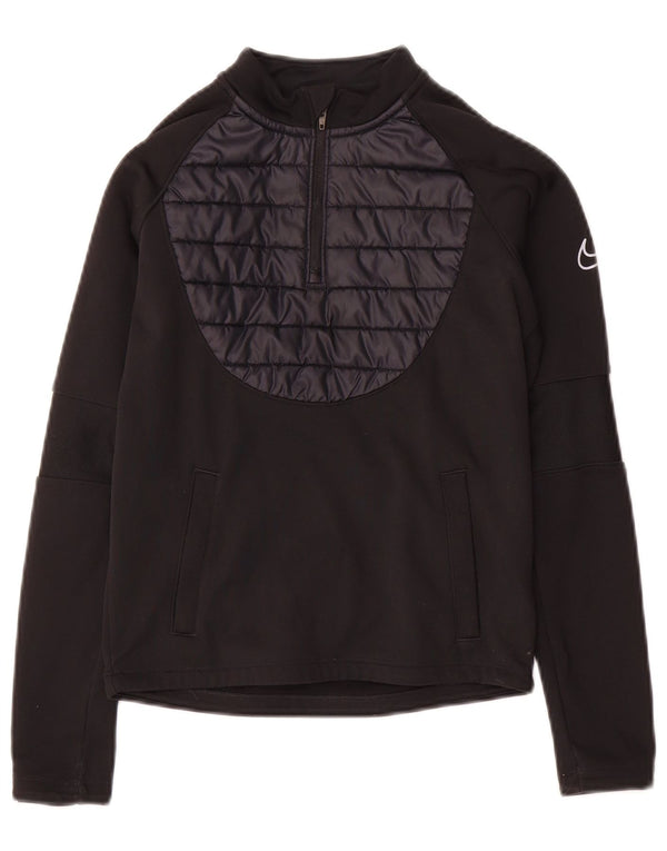 Top della tuta da ginnastica Nike Therma-Fit con collo e zip per ragazzi 8-9 anni, piccola, nera