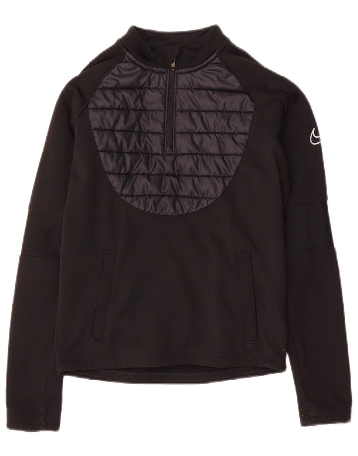 Top della tuta da ginnastica Nike Therma-Fit con collo e zip per ragazzi 8-9 anni, piccola, nera