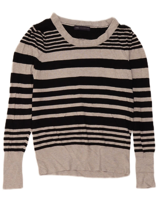 Maglione maglione con scollo a barca da donna Marks & Spencer UK 10 piccolo a righe beige