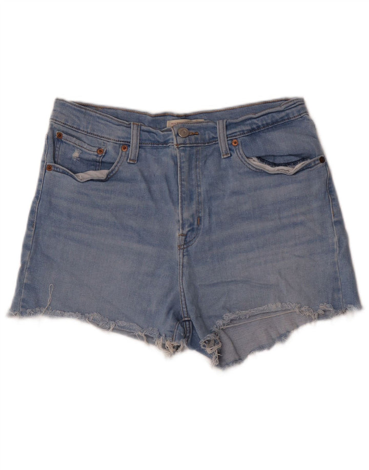 Pantaloncini di jeans a vita alta da donna LEVI'S W32 grandi in cotone blu
