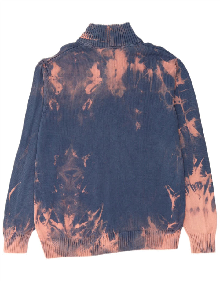 TOM TAILOR Maglione da uomo con zip e collo XL in cotone tie-dye blu