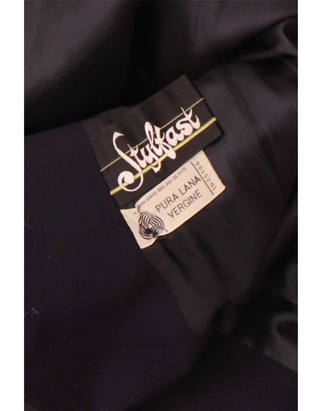Cappotto doppiopetto vintage da uomo UK 36 piccolo in lana blu navy