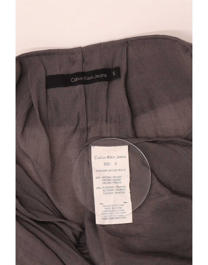 Calvin Klein Jeans Donna See Through Camicetta oversize Top UK 10 Piccolo Grigio