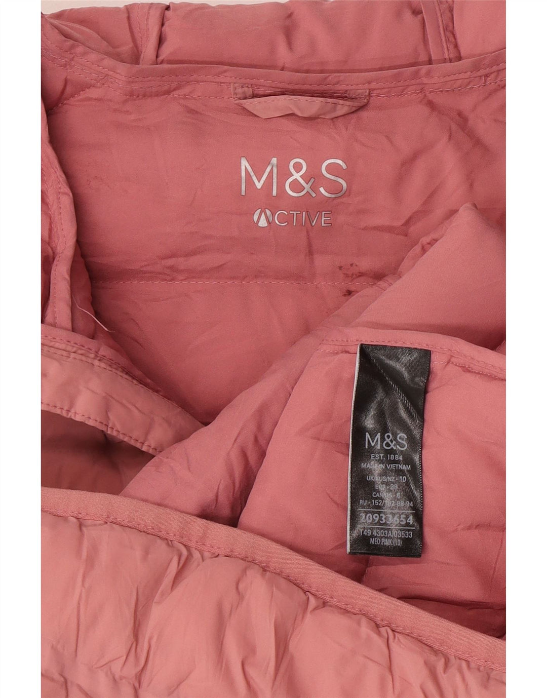 Giacca imbottita con cappuccio da donna Marks & Spencer UK 10 Small Rosa Poliammide