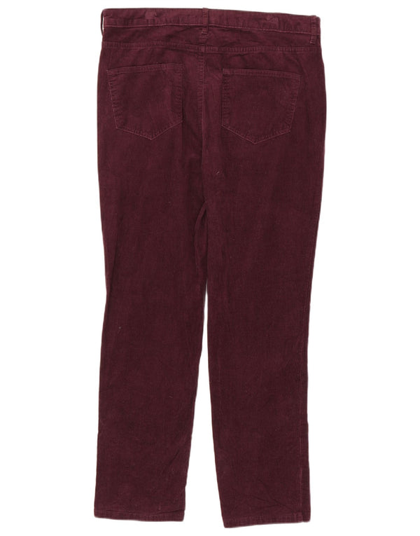 Pantaloni di velluto a coste da donna Marks & Spencer UK 14 Large W32 L28 Borgogna
