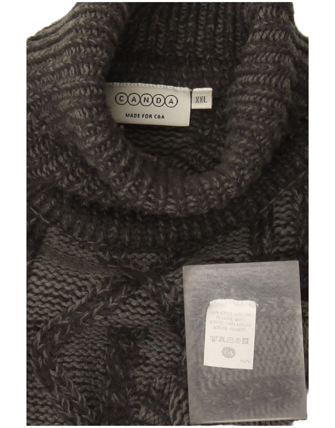 Maglione maglione a collo alto da uomo Canda 2XL grigio a rombi/acrilico diamante